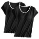 thumbnail image 1 of Pijama de manga corta para mujer, 2 piezas, color liso, cuello redondo, manga corta, con copa acolchada, ropa de casa, pijama de manga corta, pijama de modal para mujer., 1 of 2