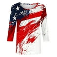 thumbnail image 4 of Aboser 4th of July Shirt for Women American Flag Patriotic T-Shirts Summer 3/4 Length Sleeve Tops Independence Day Festival Tshirts, 4 of 4