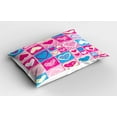 thumbnail image 2 of Ambesonne Colorful Pillow Sham 2 Pack, Hearts in Square Shape, 36"x20", Blue Ivory Pink, 2 of 3