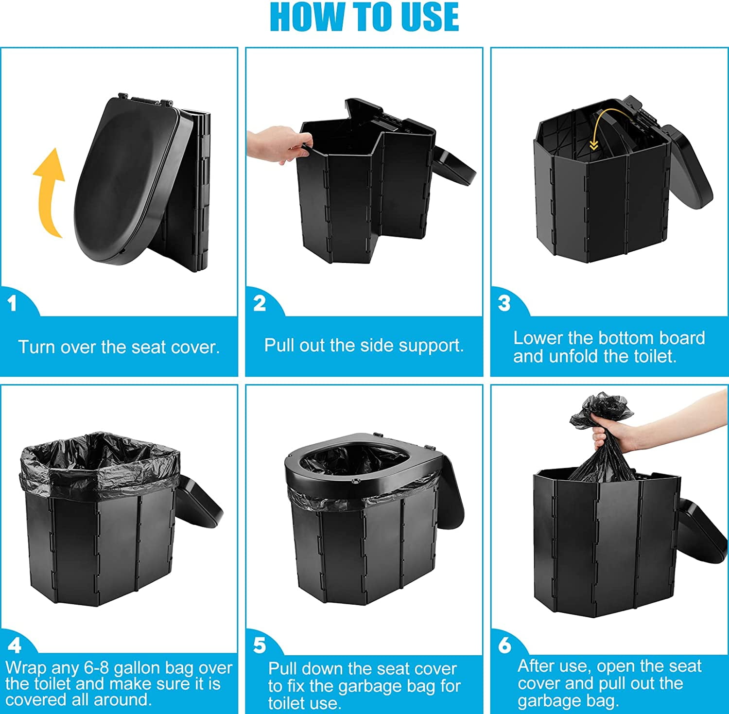 Wadeo Portable Camping Toilet with Lid