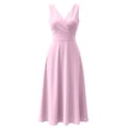 thumbnail image 5 of Bxsruta Womens Midi Dress V Neck Sleeveless Flowy Casual Pleated Dresses for Women Summer Cocktail Party, 5 of 5