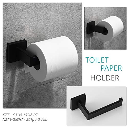 VELIMAX Premium Stainless Steel 4 Pieces Bathroom Hardware Accessories Set Wall Mounted Towel Bar Set, Matte Black, 23.6-Inch