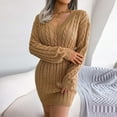thumbnail image 5 of Lilgiuy Women's Autumn And Winter V-neck Waist Bag Hip Knitted Sweater Dress for Women Wear, 5 of 5