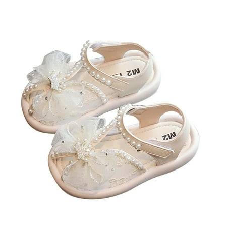 

Kids Baby Girls Sandals Closed Toe Mesh Bow Design Princess Shoes Flat Shoes Cozy Comfy Footwear