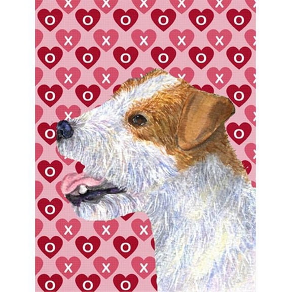 11 x 15 In. Jack Russell Terrier Hearts Love And Valentines Day Portrait Flag, Garden Size
