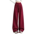 thumbnail image 2 of Pantalones drapeados de cintura alta y pierna ancha para mujer - Material de poliéster - Pantalones informales S-XL, 2 of 7
