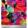 thumbnail image 1 of Soimoi Poly Georgette Fabric Colorful Flowers Clip Art Print Fabric by Yard 42 Inch Wide, 1 of 3