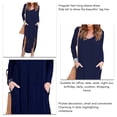 thumbnail image 4 of Vestido largo de Manga larga con abertura lateral Cuello en V bolsillo dobladillo irregular azul purpúreo XL, 4 of 5