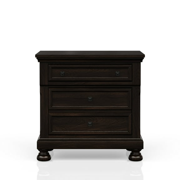 Two Drawer Dark Cherry Nightstand - Quality Assurance Solid Wood And Blend