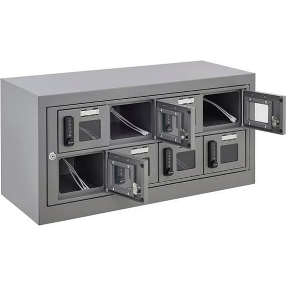 Global Industrial 2-Tier 8 Door Clear View Cell Phone Charging Locker Digital Lo