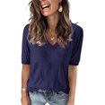 thumbnail image 1 of Arach&Cloz Women's V-Neck Short Sleeve Special Rib Knitted Pattern Casual Tops Sweater Spring Summer 2025, 1 of 6