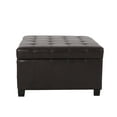 thumbnail image 5 of Noble House Allison Contemporary Tufted Bonded Leather Storage Ottoman, Brown and Dark Brown, 5 of 9