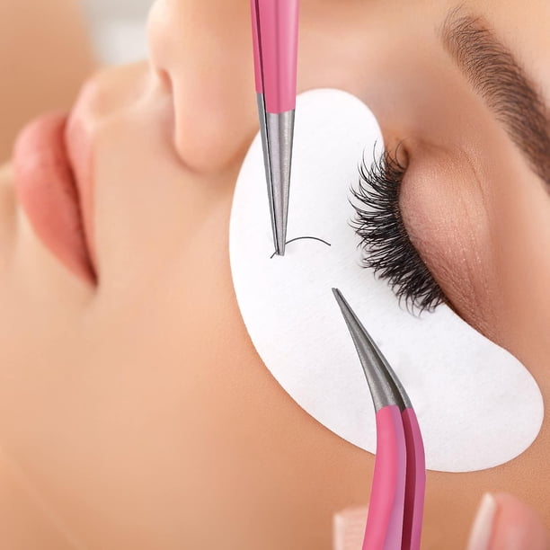 Juego De 2 Pinzas Para Pestañas De Acero Inoxidable - Puntiagudas Y Precisas Para Extensiones Y Maquillaje