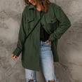 thumbnail image 2 of RYRJJ Women's Oversized Shacket Jacket Trendy Long Sleeve Button Up Flannel Shirt Winter Woolen Blend Jackets Coats with Pockets(Green,XXL), 2 of 9