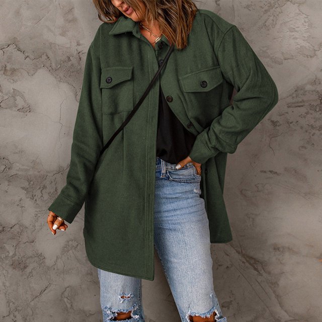 EGNMCR Veste à Manches Longues pour Femmes, Sans Capuche, Décontractée, Col en V, Couleur Unie