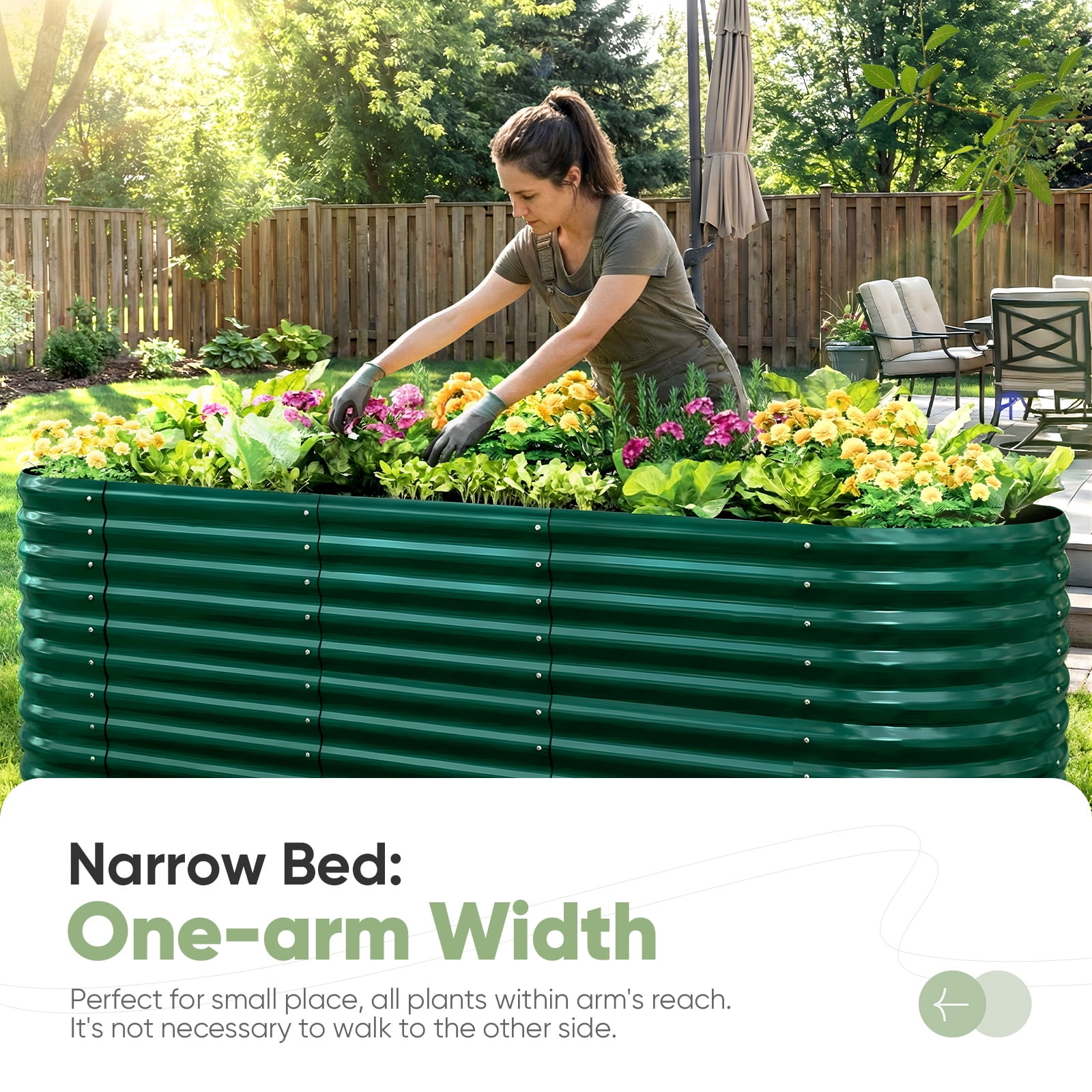 KING BIRD 8x2x3 ft Raised Garden Bed 12 in 1 Galvanized Steel Metal Planter Garden Box Outdoor for Gardening, Vegetables, Flowers, Dark Green
