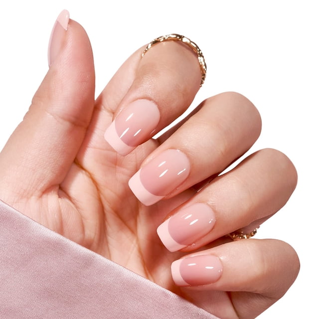 Press on Gel Nails BtartBox French Tip Short, 30 unidades