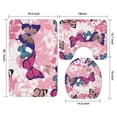 thumbnail image 3 of Pink Butterfly Flower Pattern Bathroom Rugs Sets 3 Piece,Toilet Cover Set,Absorbent Non Slip Bathroom Mats Sets with U-Shaped Contour Rug Toilet Rug Set, 3 of 5