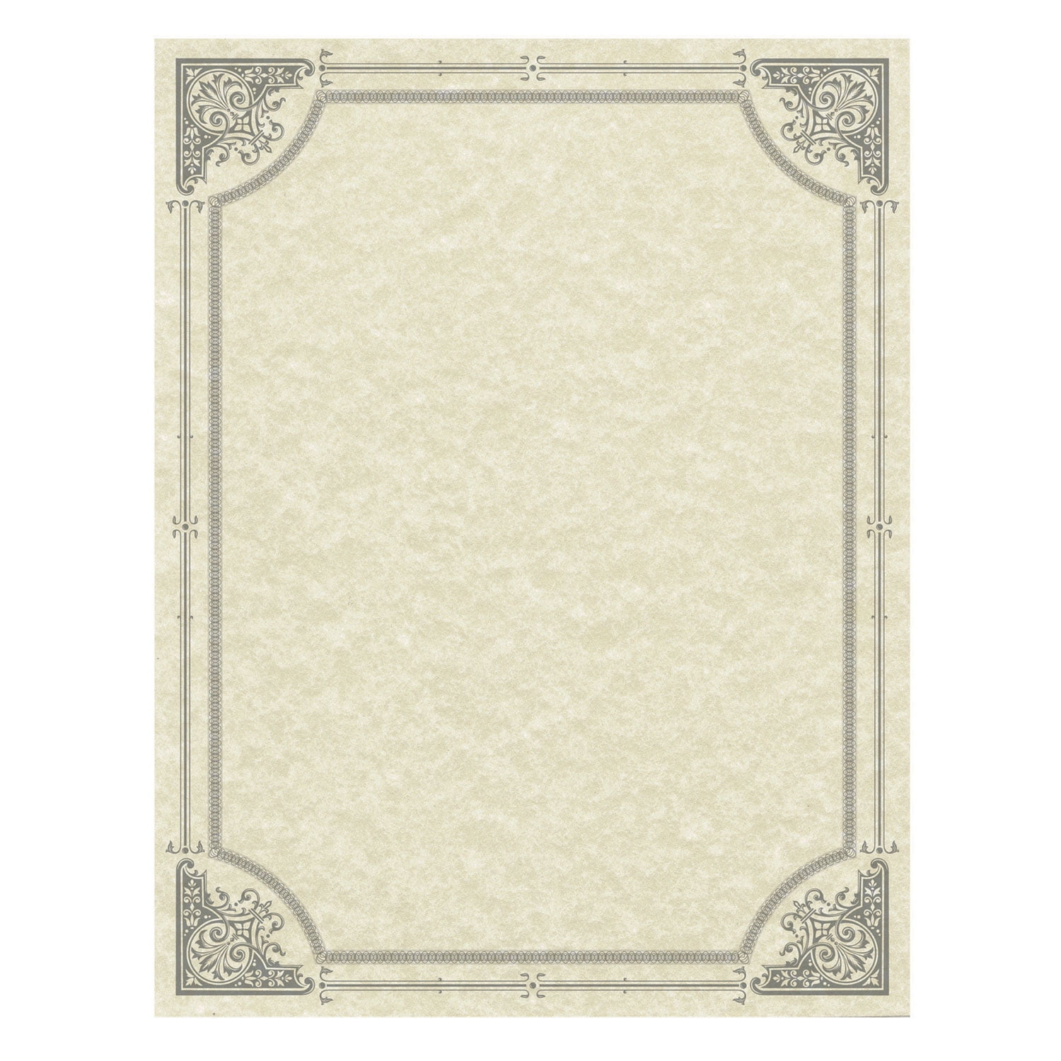 Southworth Parchment Certificates  Vintage  8 1/2 x 11  Ivory w/ Silver-Foil Border  50/Pack 91360