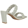 thumbnail image 3 of Soda Shoes Women Block High Heel Sandals Braided Band Square Toe FOUND-S Off White Bone 7.5, 3 of 3