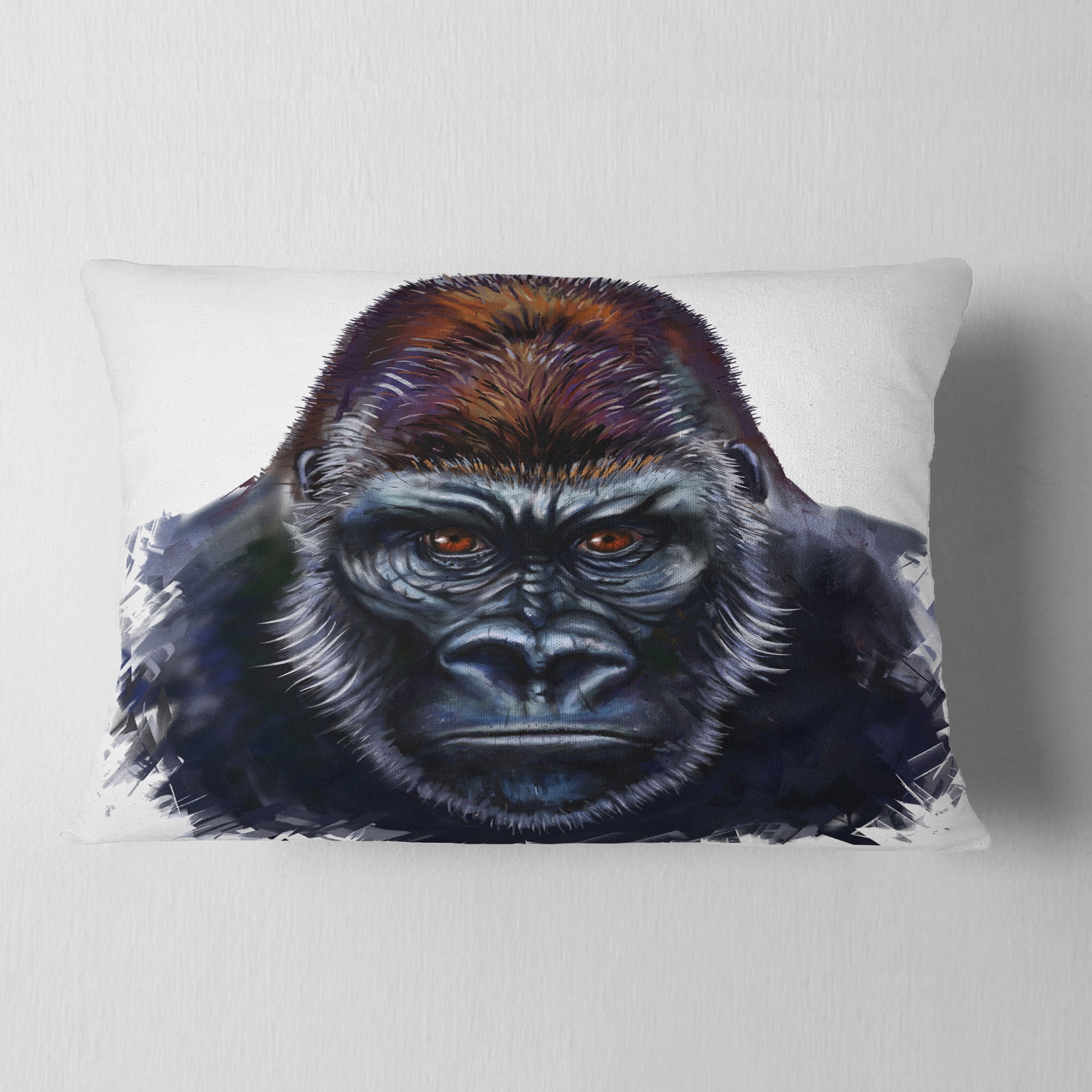 Designart Gorilla Male Illustration - Animal Throw Pillow - 12x20