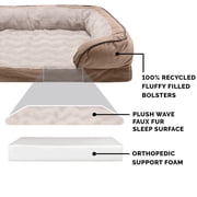 FurHaven Pet Products Velvet Waves Perfect Comfort Full Support Orthopedic Sofa-Style Pet Bed for Dogs & Cats - Brownstone, Medium