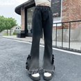 thumbnail image 5 of GiLiling Teen Girls Y2K Vintage Baggy Jeans High Waist Wide Leg Cargo Denim Pants Elastic Waist Aesthetic Casual (Black, 15-16 Years), 5 of 9
