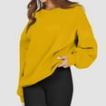 thumbnail image 5 of Lumtrix Womens Oversized Sweatshirts Crewneck Fleece Pullover Hoodies Trendy Cute Long Sleeve Drop Shoulder Sweater Tops Yellow 3XL, 5 of 5