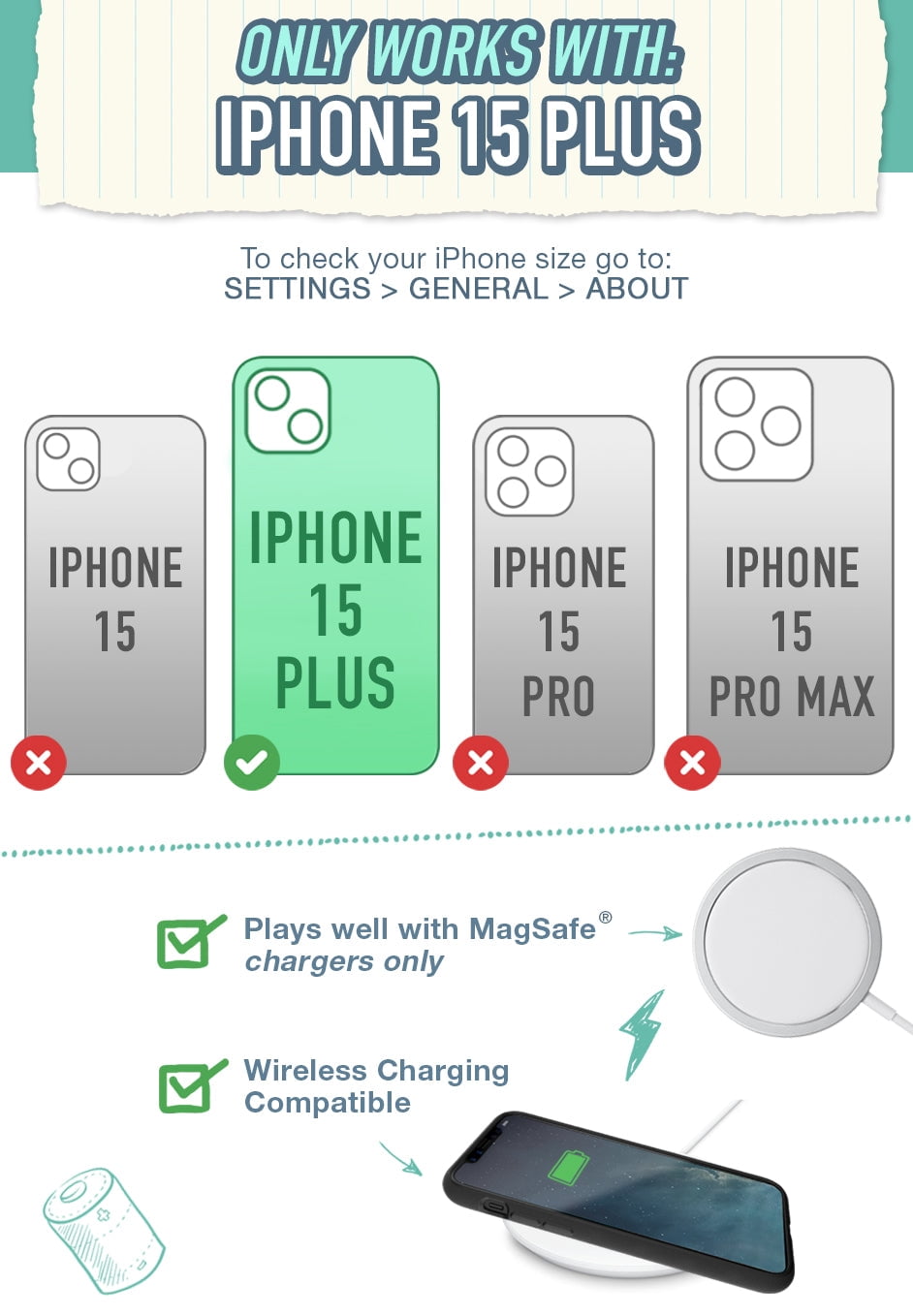 Smartish iPhone 15 Plus Protective Case - Gripzilla Compatible with MagSafe [Rugged + Tough] Heavy Duty Armored Slim Cover with Drop Protection - Spaced Out