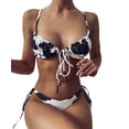 thumbnail image 3 of ITFABS Ladies Split Swimwear Set, Printing Lace Up Backless Bikini Swimsuit, 3 of 5