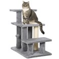thumbnail image 1 of PawHut 3-Tier Dog Stairs with Sisal Scratching Post for Small Pets, Grey, 1 of 10