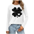 thumbnail image 5 of Lenpel Long Sleeve Shirts for Women Plus Size Crewneck St. Patrick's Day Printed Casual Pullover Tops Loose Lightweight Sweatshirts(White,X-Large), 5 of 5