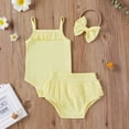 thumbnail image 3 of Diconna Baby Girls Outfit, Solid Color Suspender Romper, Casual Shorts, 3 of 7