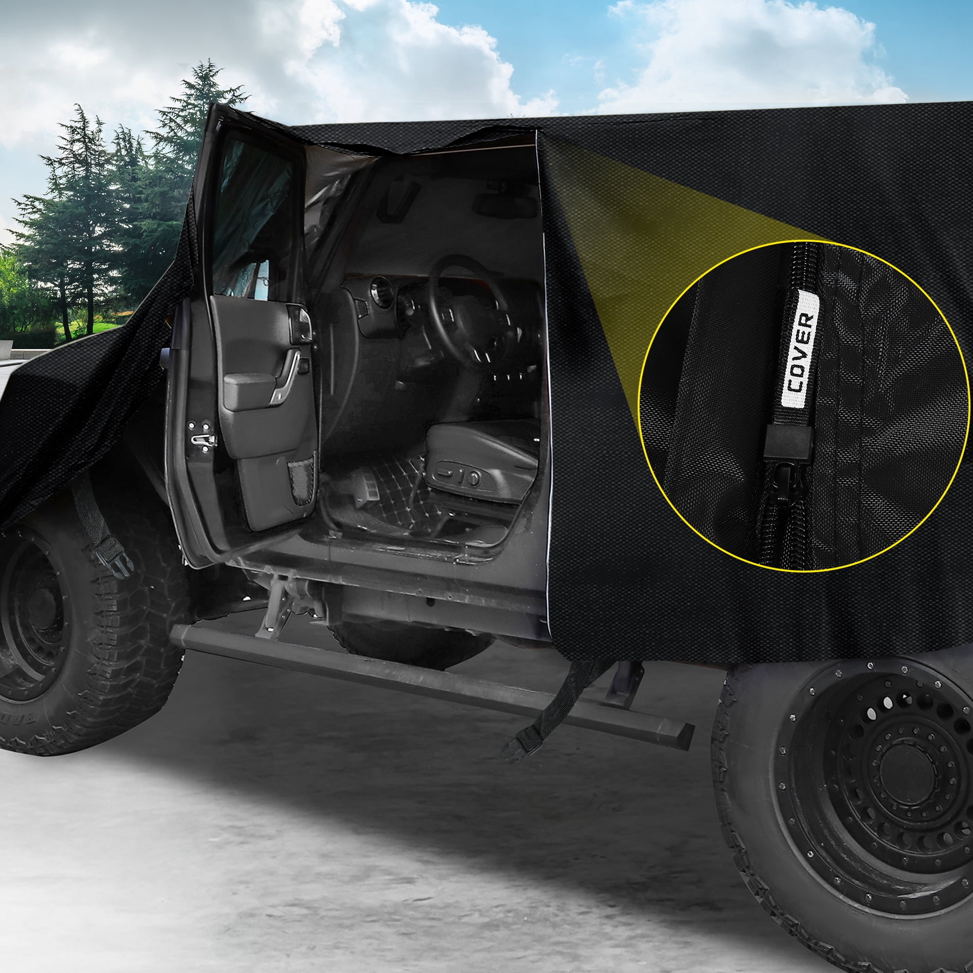 Unique Bargains Car Cab Cover for Jeep Wrangler JK JL 2 door 2007-2021 W/ Door Zipper