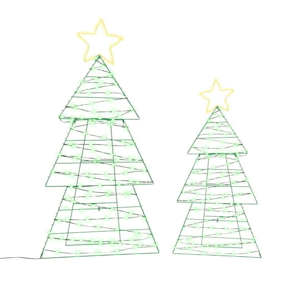 KAAYEE Set of 2 Christmas Tree Decorations Outdoor,4ft Lighted Metal Christmas Trees Lights with 150 LEDs,Christmas Yard Decorations for Indoor Outdoor Yard Lawn Party Holiday Decor