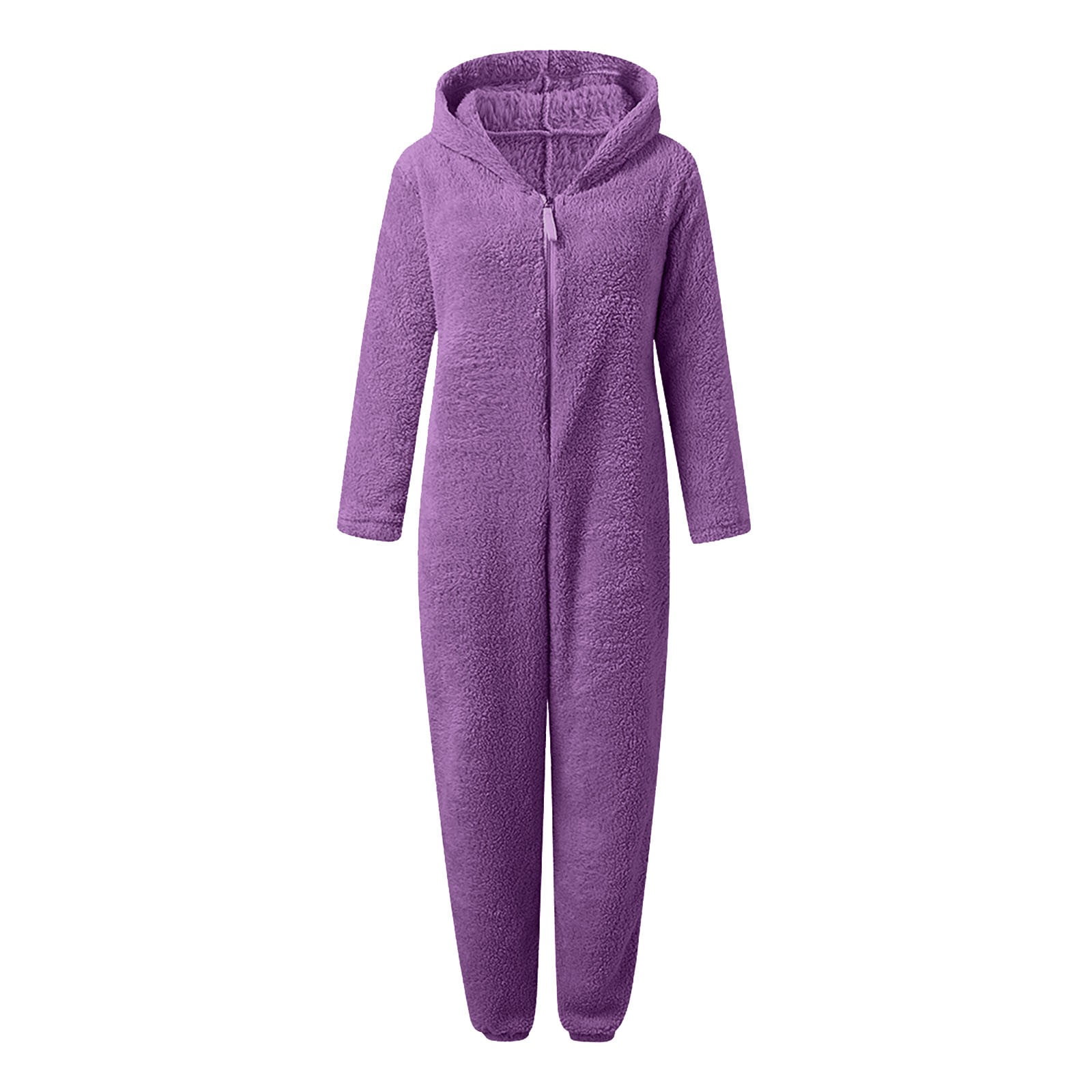 Pyjama Ours Peluche Avec Capuche Pour Fille – Laine Douce, Fermeture éclair – 3 à 12 Ans