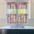 thumbnail image 2 of Rustic Boho Kitchen Curtains 24 Inch Short - 3 Panel Vintage Floral Set with Butterflies, Farmhouse Rod Pocket Window Treatment, 2 of 4