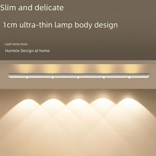 Barra de luz LED inteligente con sensor de cuerpo humano, ultrafina, con forma de ojo de gato, recargable, autoadhesiva