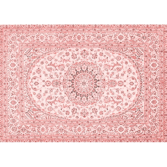 Ahgly Company Indoor Rectangle Medallion Red Traditional Area Rugs, 8' x 10'