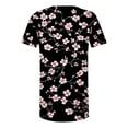 thumbnail image 5 of Yotami Womens Plus Size Tops Summer Floral Print Blouses Casual Short Sleeve Pleated Loose Button V-Neck Tunic Tops XXL, 5 of 5