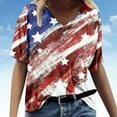 thumbnail image 2 of Odeerbi 4th of July Patriotic Shirt for Women Fashion Middle Sleeve V-Neck Print 2025 Casual Summer Tops Blue, 2 of 5