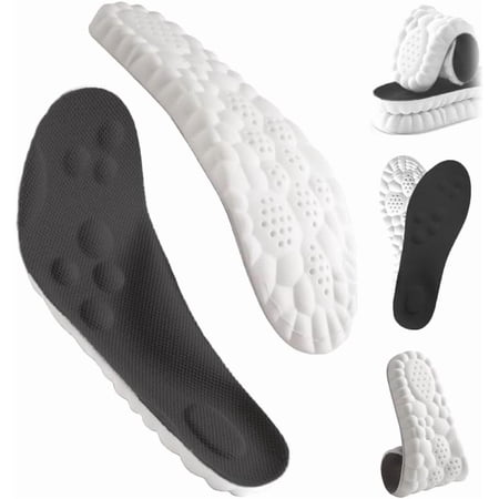 4D Cloud Insoles for Men Women, Breathable Memory Foam Cloud Massage Insoles, Arch Support & Cushioned Comfort, Relief Foot Pain