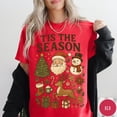 thumbnail image 5 of Tis the Season Vintage Christmas Graphic Print T-Shirt | Santa, Reindeer & Tree Design | Pepper Tee, 5 of 7