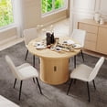 thumbnail image 2 of Hawsaiy 5-Piece Dining Table Set for 4, 47" Round Dining Table Set with 4 PU Leather Dining Chairs, Modern Farmhouse Table Set for Dining Room (Natural+Beige), 2 of 10
