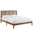 thumbnail image 2 of Modway Sirocco Adult King Modern Wood Rattan Platform Bed, Walnut, 2 of 10