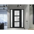 thumbnail image 4 of Front Exterior Prehung Metal-Plastic Door Frosted Glass / Manux 8552 Matte Black / 2 Side Windows / Office Commercial and Residential Doors Entrance Patio Garage 60" x 80" Right-hand Inswing, 4 of 6