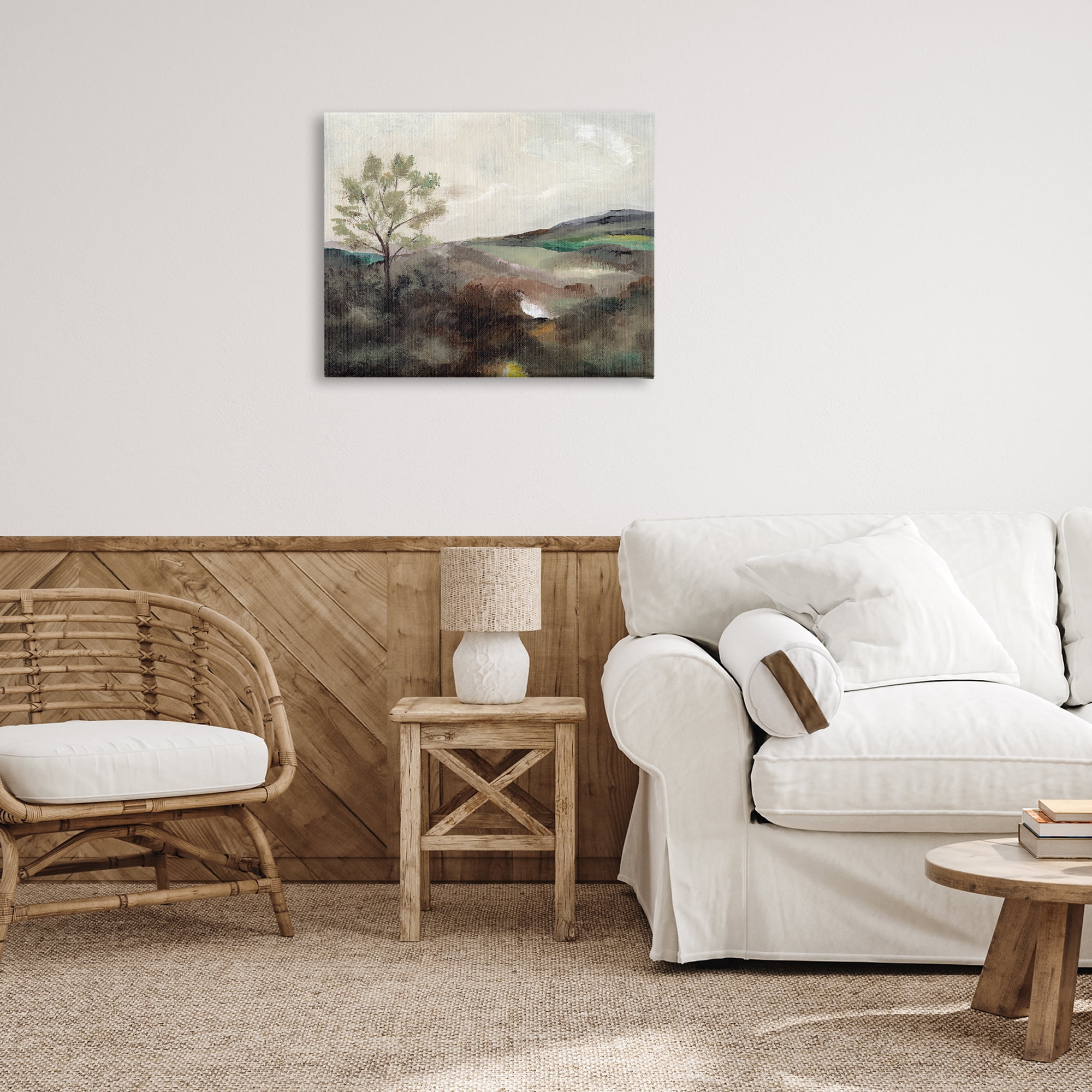 Stupell Industries Beige Toned Landscape Landscape & Nature Painting Wrapped Canvas Art Print Wall Art, 30 x 24