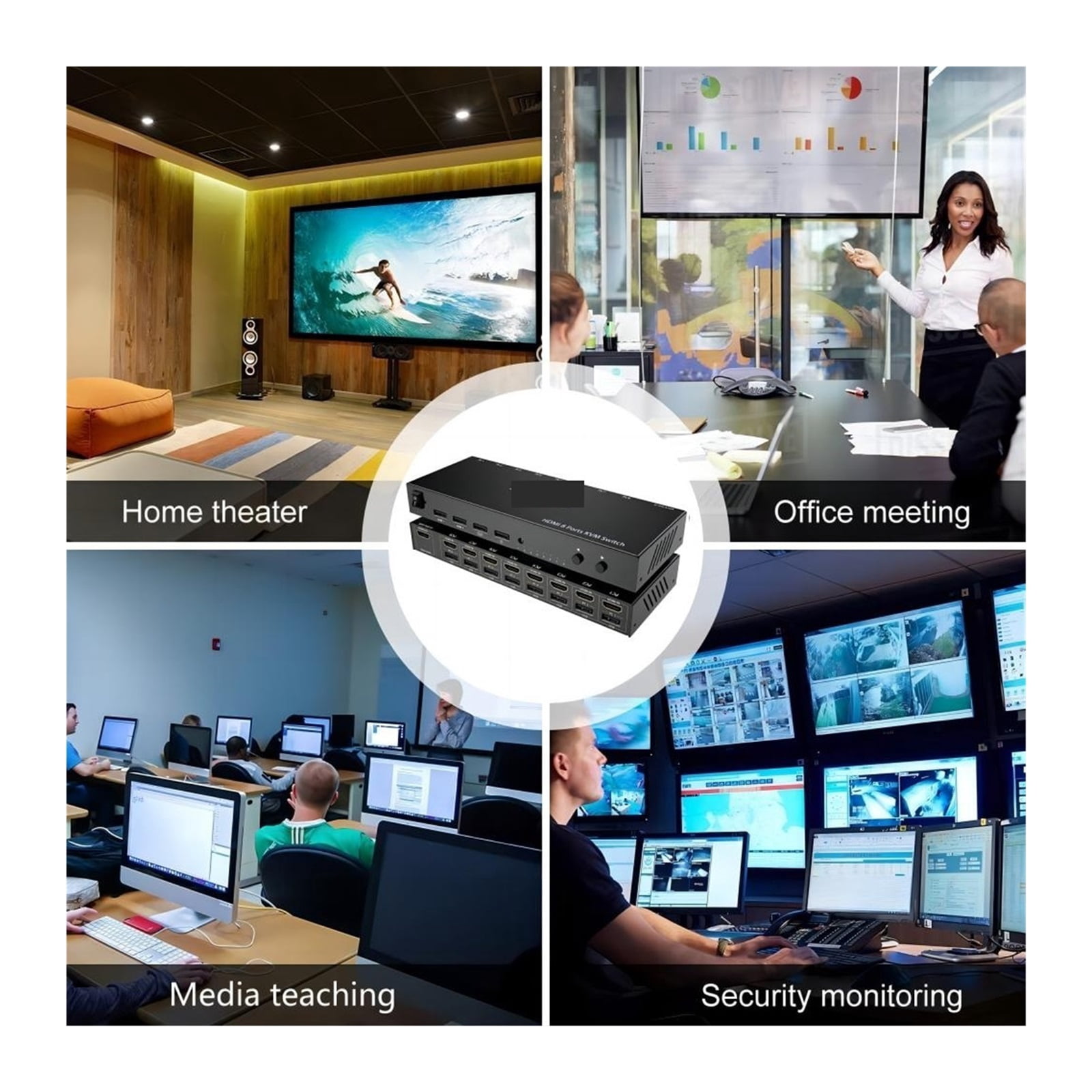 KVM USB Switch, 8 In 1 Out Switcher Box Support 4K30Hz