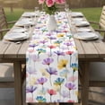 thumbnail image 4 of Watercolor Flowers Table Runner - 60 Inch Long Spring Floral Plants Country Cotton and Linen Blended Dress Scarves Farmhouse Table Runner for Kitchen Dining, Coffee Table, 13" x 60", 4 of 8