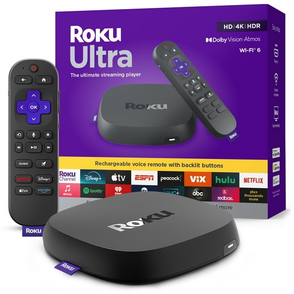 Roku Ultra 2024 - Lecteur de Diffusion en Continu Ultime - Appareil de Diffusion en Continu 4K pour TV avec HDR10+, Dolby Vision & Atmos - Bluetooth & Wi-Fi 6- Recharge